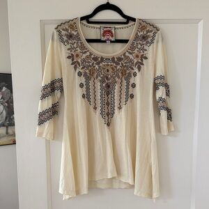 Johnny Was Cream Embroidered Tunic